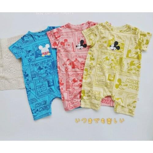 Dinsey Summer Newborn Baby Romper Cartoon Mickey Mouse Print Boy Girl Jumpsuit Roupas Bebe Infant Clothes Toddler Costume Outfit
