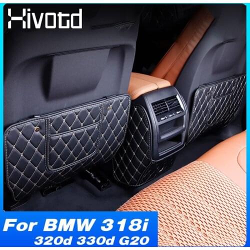 Hivotd Seat Back Anti Kick Mat PU Leather Anti-dirty Pad Interior Accessories Protection For BMW 318i 320d 330d G20 2020 2021