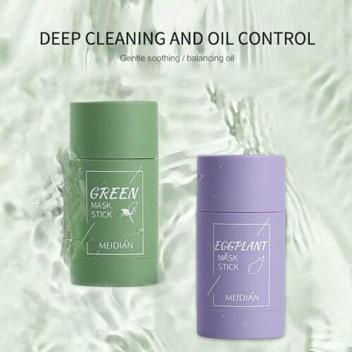 Green Tea Stick Mask Stick Eggplant Oil Control Cleansing Mask Nourish Moisturize Remove Blackhead Fine Pore Face Skin Care QBMY