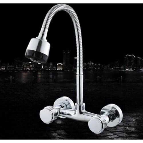 Free shipping hot sale copper kitchen sink faucet with wall mounted kitchen faucet by dual handle kitchen water faucets