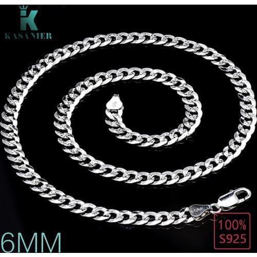 Customize 100% Real 925 Sterling Silver 6MM Men Chain Necklace Figaro Chain Necklace Men Jewelry Fashion Accessories Original