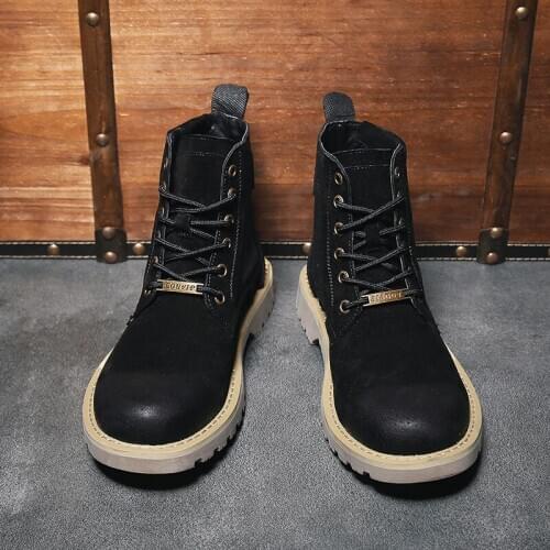 2019 new fashion casual flat shoes mens shoes lace up mens casual shoes work shoes high-top sneakers cowboy boots