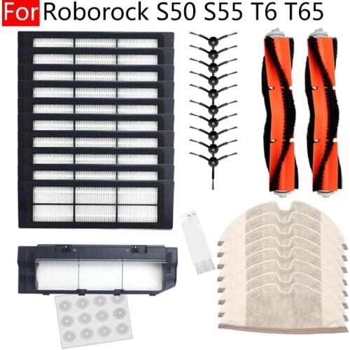 For Xiaomi Mijia Generation Or Roborock S5 S51 s52 s55 T6 T4 Main Side Brush Cover Mop Rag Hepa Filter Kit Robot Vacuum Cleaner