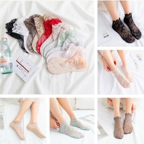 5 Pairs womens socks in spring and summer Japanese lace invisible hollow socks lace peacock socks socks women Korea ship socks