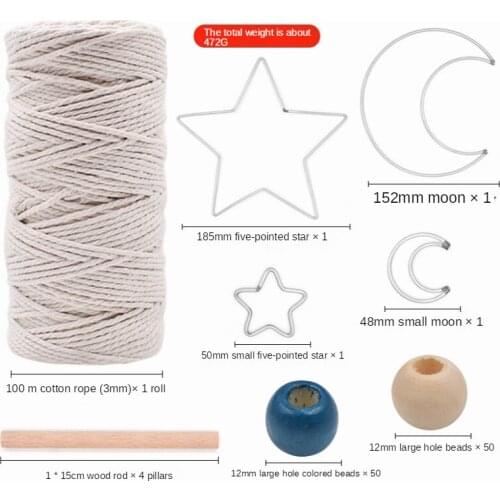 New Iron Ring Cotton Rope Wooden Beads Combo Set Diy Woven Creative Decoration Pendant Jewelry Making Supplies Accessories Set