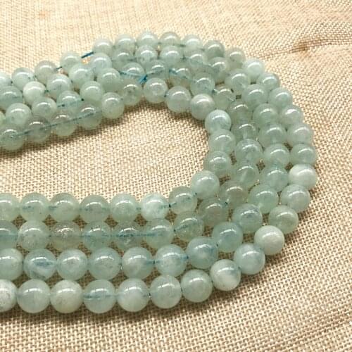 New Bead Not Glass Nature Aquamarines Round Bead Not Dyed Stone 100% Really Blue Ocean Color Crystal Good Quality 39 CM