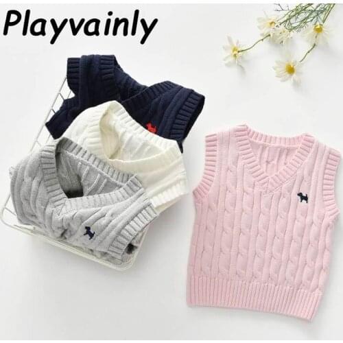 2020 Autumn Kids Vest Toddler Girl Boy Sweater Knitting Fashion V-Neck Sweater Kids Coat Toddler Clothes WL004