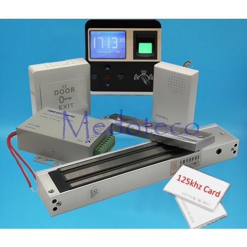 Full Fingerprint Door Access Control System Kit EM Card Access Controller +600lbs Magnetic Lock + Power Supply