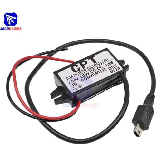 Diymore DC-DC Power Supply Step Down Buck Converter DC 7 -50V to 5V 2A 10W Mini USB Output Power Waterproof Adapter for Car Auto