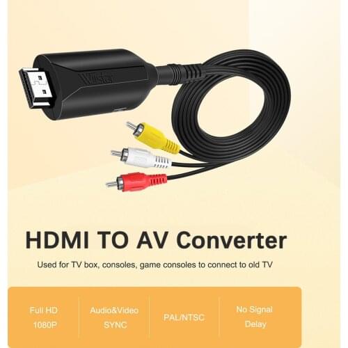 Wiistar HDMI to AV Adapter HD Video Converter HDMI to Male RCA AV/CVSB L/R Video 1080P HDMI2AV Support NTSC PAL New Arrival