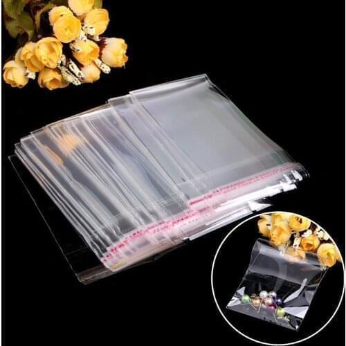 100PCS Transparent Self Adhesive Seal Bags OPP Plastic Cellophane Bags Gifts Candy Bag & Pouch Jewelry Packaging Bags