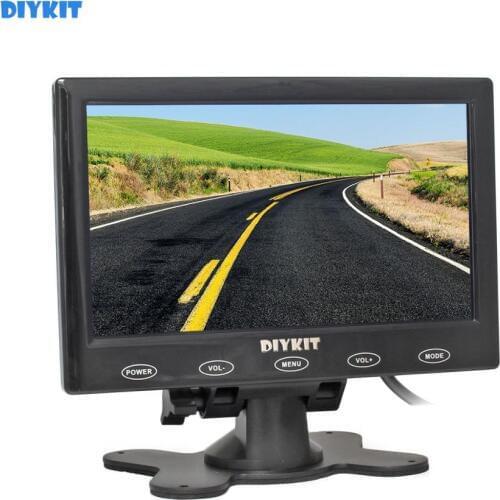 DIYKIT 7 inch LCD Touch Button Ultra-thin Screen Rear View Car Monitor + Remote Control for Car Truck Caravan Vans Trailer Use