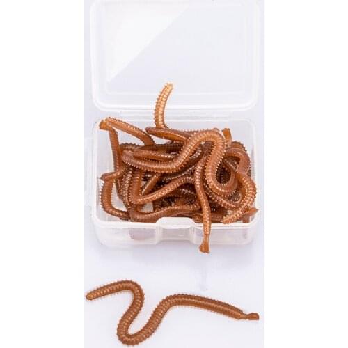 20-50pcs Lifelike Red Worm Soft Lure 40mm Earthworm Fishing Silicone Artificial Bait Fishy Smell Shrimp Additive Bass Carp