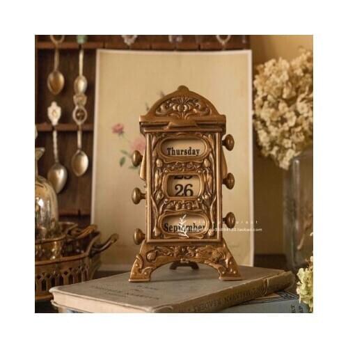 Luxury Perpetual Calendar Vintage Digital Display Creative European style Home Desktop Decoration Christmas Mothers day gift