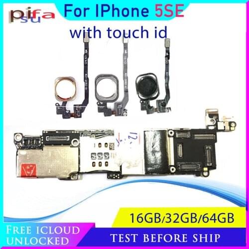 With /Without Touch ID for iphone SE Motherboard+Chips,100% Original unlocked for iphone 5SE SE Mainboard with IOS System