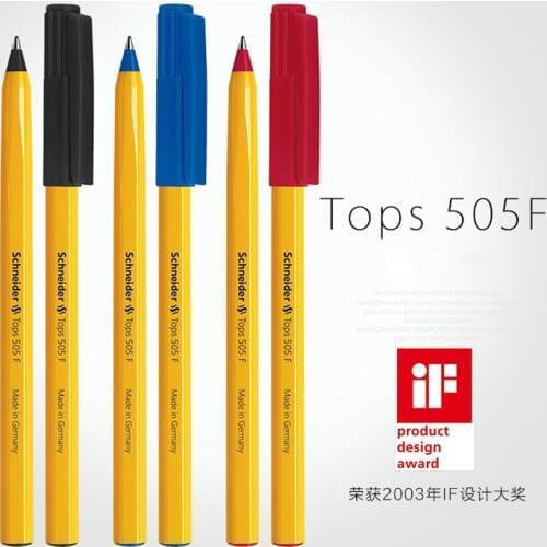 LifeMaster Schneider Tops 505F Yellow Body Super Large Ink Volume Ballpoint Pen Black/Blue/Red Writing Supplies