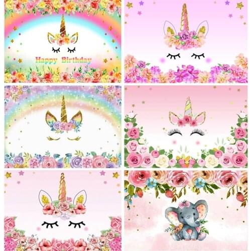 SHENGYONGBAO Unicorn Background For Photography Birthday Party Flower Balloon Baby Photography Backdrop Photo Studio 210519-32