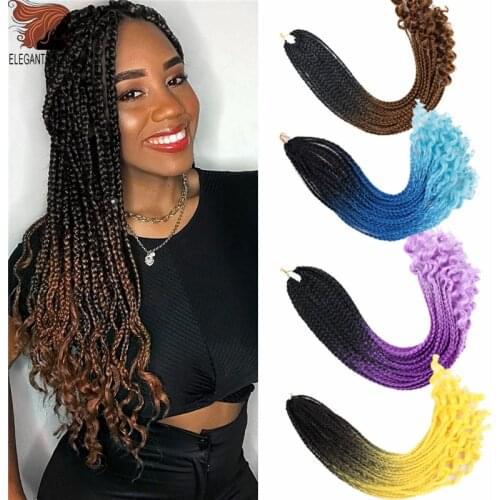 Box Braids Crochet Hair With Curly Ends 24inches 22 Roots/pieces Goddess Box Braids Hair Extensions Soft Fiber Braiding