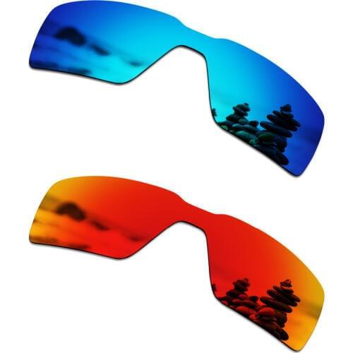 SmartVLT 2 PCS Polarized Sunglasses Replacement Lenses for Oakley Probation Ice Blue and Fire Red