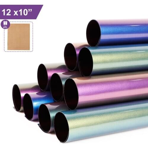 10 Sheets 12"x10" Heat Transfer Vinyl Bundle Iron On T-Shirt PU HTV for Cricut Silhouette Cameo Heat Press