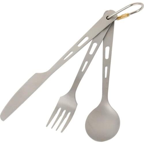 Titanium Spoon Fork Knife Set Camping Tableware Ultralight Travel Tourist Outdoor Cookware Gear Equipment