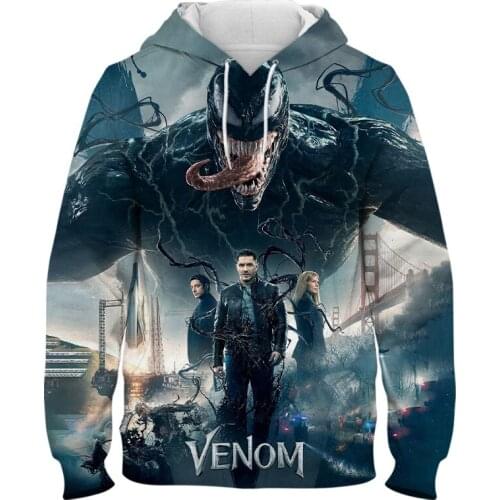 Marvel Spring Autumn Black venom Mens Sweatshirt Long Sleeve Hoodies Casual Top Male pullover Hip Hop Sweatshirts Hoodies Men