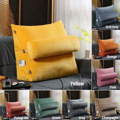 45x45x20cm Stereoscopic velvet Canvas Triangular Backrest Cushion Wedge Lumbar Pillow Support Cushion Backrest Bolster Headboard