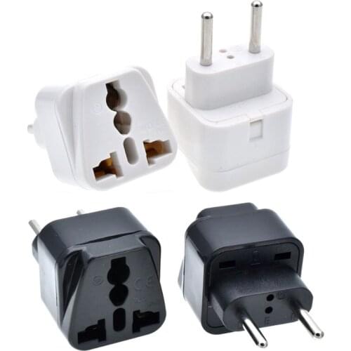 Universal to EU Europlug Electrical Plug Adapter AC100~250V 10A White Color