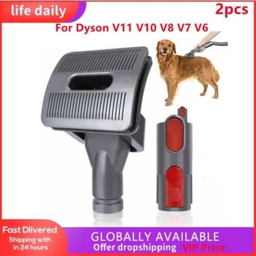 Vacuum Cleaner Brush + Adapter Dog Pet Groom Brush Tool For Dyson V11 V10 V8 V7 V6 Vacuum Clean With Converter Pets Hair Tool