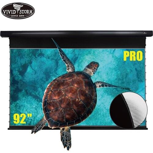 VIVIDSTORM 92 inch PRO Slimline Tensioned Screen 4k Retractable Ceiling Wall Mount Black Projection Screen Office Home Theater