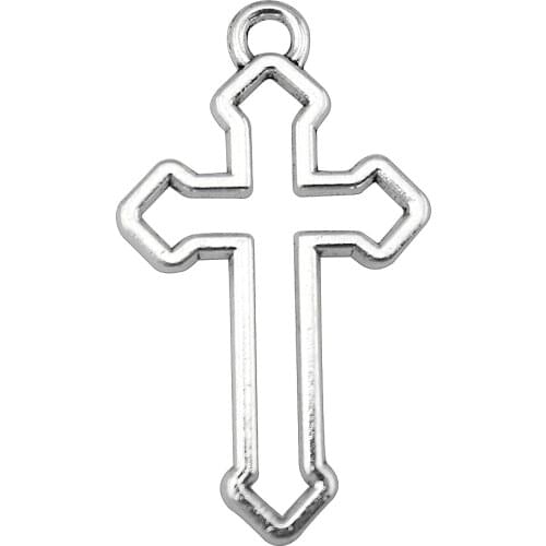 WYSIWYG 10pcs 38x22mm 2 Colors Antique Silver Color Antique Bronze Plated Hollow Cross Pendant Hollow Cross Charm Cross Pendants