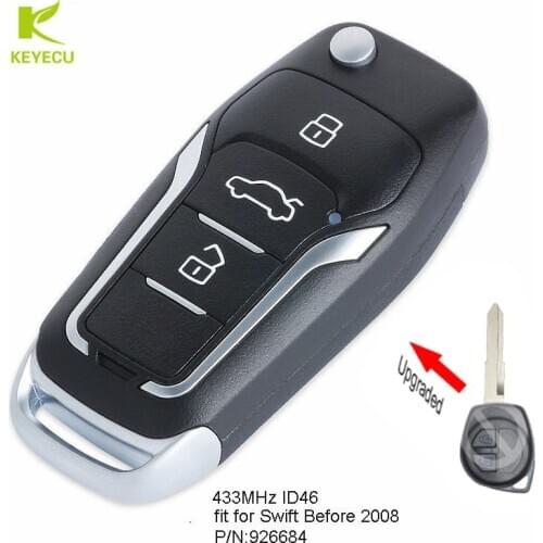 KEYECU Replacement Upgraded Flip Remote Key Fob 433MHz ID46 for Suzuki Swift Grand Vitara 2000- 2008 Euro P/N:926684