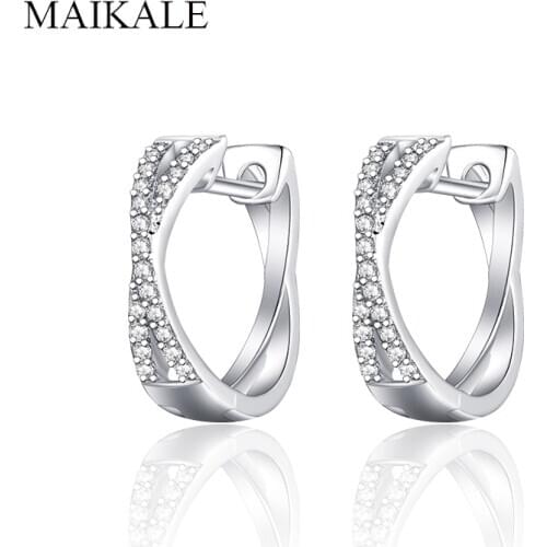 MAIKALE Trendy Hoop Earrings Paved Zirconia 16MM Round Circle Earrings for Women Jewelry Female Accessories Girls Gifts