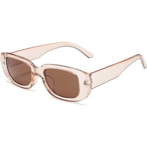Ladies Small Square Sunglasses Women Narrow Frame Sun Glasses Retro Rectangle Eyewears Beige Eyeglasses