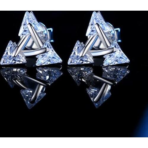 National standard s925 sterling silver triangle geometric girl heart earrings female simple earrings personalized earrings
