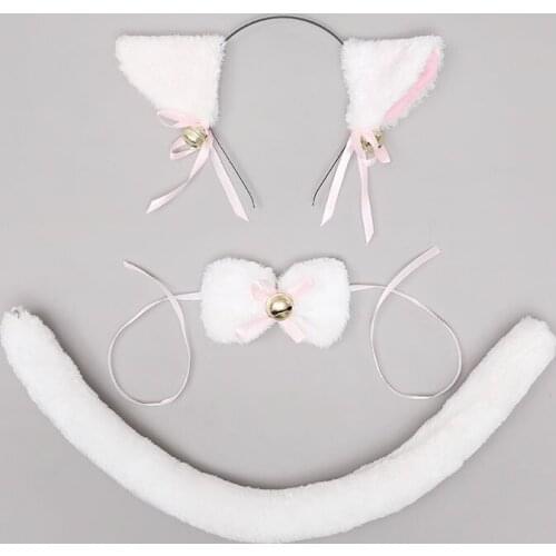 10pack Black White Animal Cat Cosplay Costume Set Anime Maid Lolita Tail Collar Cosplay Necklace Halloween Cosplay Accessory
