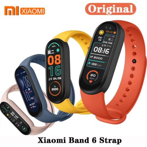 100% Original Xiaomi mi band 6 strap silicone bracelet Mi band6 Yellow Strap wrist XiaoMi Mi Band 6 replacement silicone strap