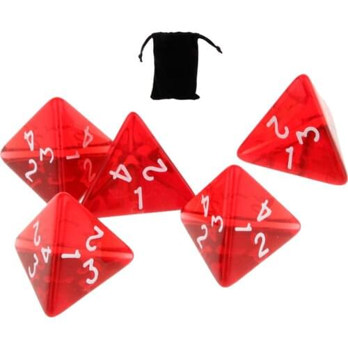 100pcs/set 20mm 4 Sided Polyhedral Dice Acrylic D4 DND RPG MTG Dice Transparent Red Board Games Math Teaching Dice Set with Bag