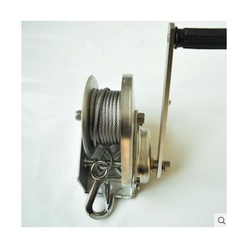 1800lbsX10M-25M 304 stainless steel hand winch with self-locking, Boat windlass truck auto manual lifting hoist tractor traction