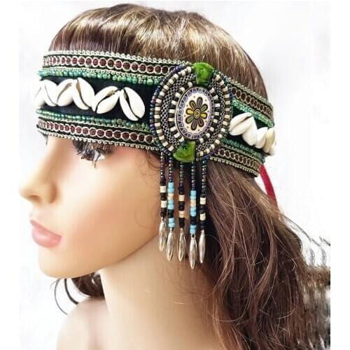 Ethnic Belly Dance Hair Accessories 3pcs Set Tribal Wristband, Armband and Headpiece Wrap Bangles Tribal Dance Bracelet