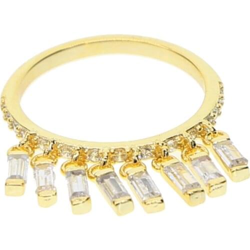 Baguette cubic zirconia charm gold filleld fashion jewelry elegant cz eternity band elegant minimal finger ring