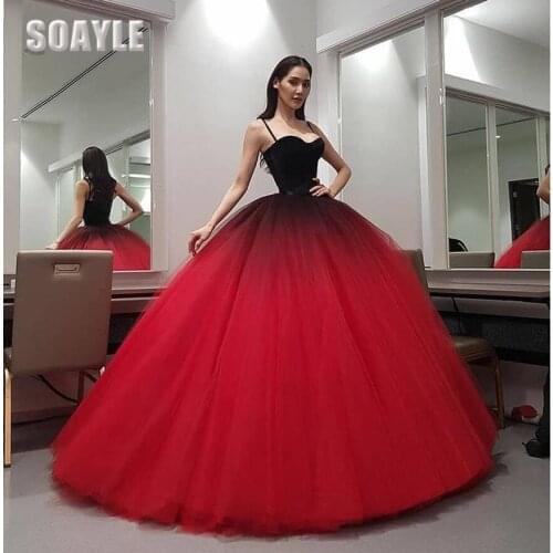 Ball Gown Prom Dresses Long Puffy Gowns Plus Size 2021 Ombre Tulle Dress Formal Dresses Spaghetti Straps