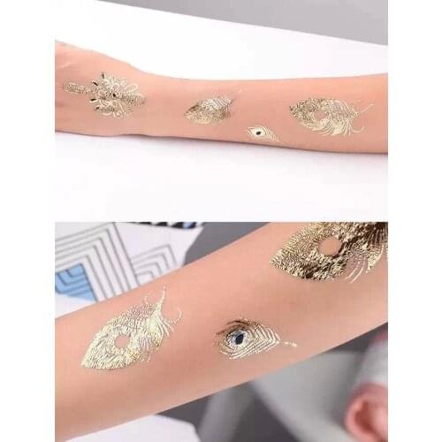 Freeshipping 10Pcs 2015 Newest Design Sexy Flash Jewelry Metallic Gold Sliver Temporary Tatttoo Body Art