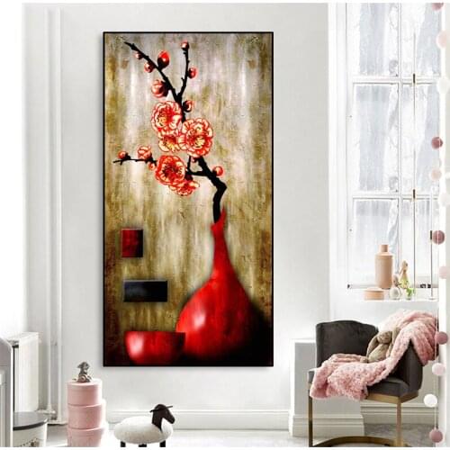 Red Plum Blossom 5D large Diy Diamond Painting Full Square Round Mosaic Cross Stitch Diamond Embroidery Flower Home DecorZP-4491