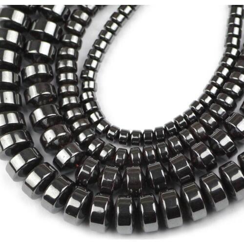 HGKLBB Cylinde Black Hematite Natural Stone Spacer 4/6/8/10MM round Loose beads For Jewelry making bracelet accessories DIY