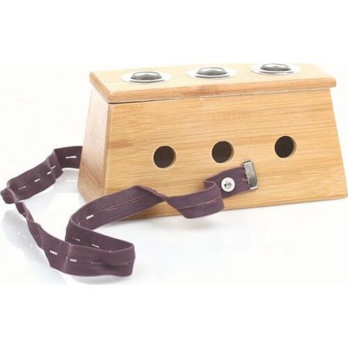 Wooden 3 Holes Monocular Moxibustion Box Navel Moxa Wormwood Thick Bamboo