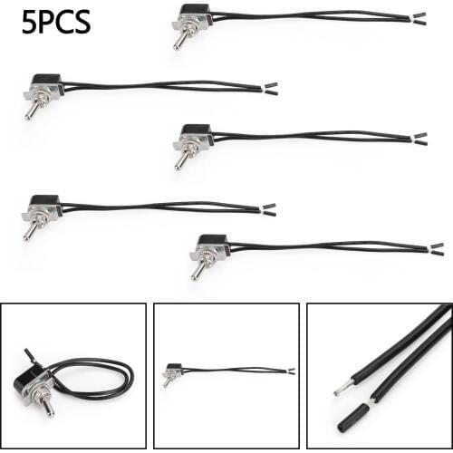 Areyourshop 5PCS Electrical Waterproof Rocker Toggle Switch SPDT ON-OFF 6A/125V AC w/Wire