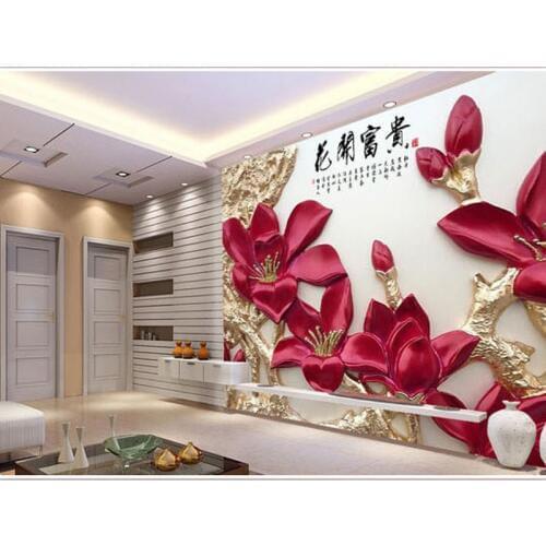 Photo wallpaper 3D large mural bedroom living room TV background bloom Peony non-woven wallpaper mural