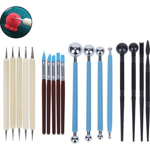 18Pcs Clay Shaping Tools Ball Stylus Dotting Tools for Pottery Sculpture Rock Painting Mandala Art Carving Modeling Embossing