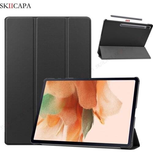 Smart Wake Sleep Leather Tri-fold Stand Cover For Samsung Galaxy Tab S7FE Lite T730 T736 12.4 Slim Protective iPad Tablet Case